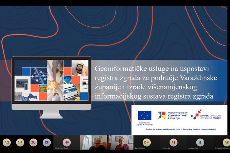 Slika Print screen prezentacije "Geoinformatičke usluge na uspostavi registra zgrada za područje Varaždinske županije i izrade višenamjenskog informacijskog sustava registra zgrada"